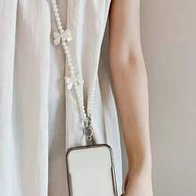 Ins Pearl Love Bead Chain Diagonal Long Rope Mobile Phone Hanging Rope Creative With Clip Mobile Phone Chain Diagonal Back Penda - Blue / Green - View 7