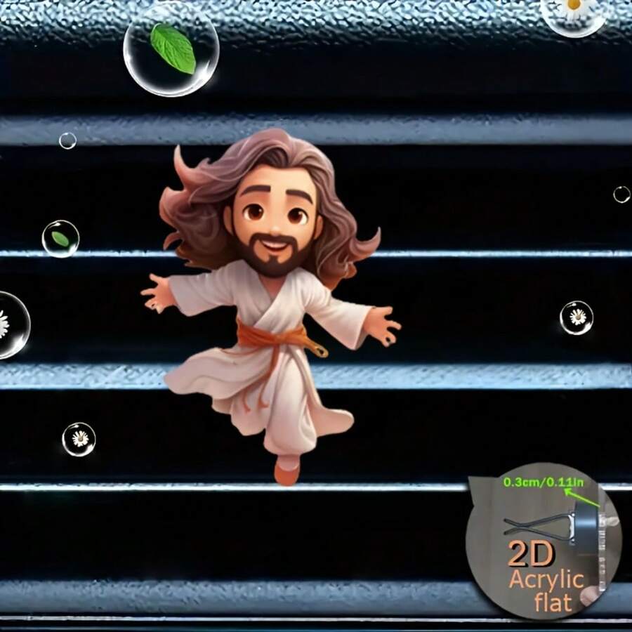 2D Flat, 1pc Jesus, Refillable Car Air Freshener Perfume Diffuser Clip, Car Vent, Car Interior Accessories, Car Fragrance Diffuser, "Fragrance Free" Car Aromatherapy Diffuser With 2 Odorless Sponge Tablets, Holiday Gift For Family And Friends - Jesus Refillable Car Air Freshener Fragrance Diffuser Clip - View 1