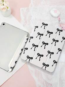 1 chiếc ốp lưng máy tính bảng tối giản màu đen với họa tiết nơ, tương thích với iPad Mini4/Mini5/Mini6/Mini7/Air/Air2/9.7/10.2/10.5/Air4/Air5/10.9/Pro 11-Inch/Thế hệ thứ 10/ Air 11-In.(M2)-2024/ Pro11-In.(M4)-2024/Air 11-Inch (M3) 2025/ (A16) 11 Inch Thế hệ thứ 11 2025, Galaxy Tab A8 10.5 Inch 2022, có khe cắm bút cảm ứng, chân đế gập 3 lần, bảo vệ cạnh bằng TPU mềm, chức năng ngủ/thức từ tính, ốp lưng máy tính bảng cá nhân hóa/sáng tạo. - màu đen - Xem 4