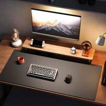 1Pc PU Leather Desk Protector Mat, Large Anti-Slip Extended Mouse Pad, Solid Color Waterproof Laptop Table Cover, Extra Big Desktop Writing Pad, Stylish Workspace Accessory, Aesthetic Desk Storage Protective Mat Suitable For Home Office Daily Use - Black - View 9