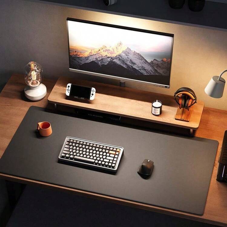 1 tấm lót bàn bằng da, tấm lót chuột lớn chống trượt, thảm lót bàn laptop bằng chất liệu PU, phù hợp cho văn phòng và nhà, màu trơn, tấm lót bàn, thảm lót bàn máy tính cỡ lớn, tấm bảo vệ bàn làm việc trang nhã, tấm lót sắp xếp bàn làm việc, phụ kiện không gian làm việc thời trang. - màu đen - Xem 9