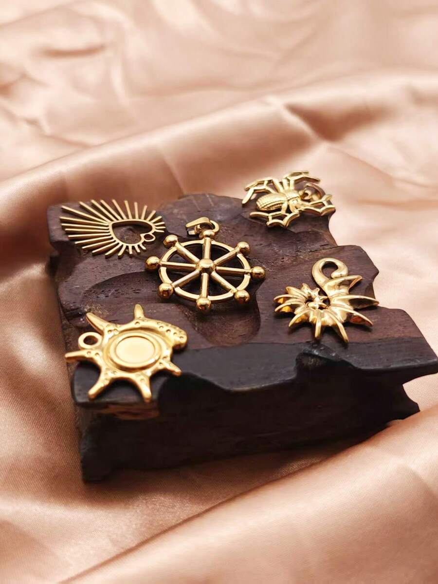 1pc Multi-Element Jewelry Necklace Pendant Accessories, Fashionable Elegant Casual, Suitable For Daily Wear - Yellow Gold - View 1