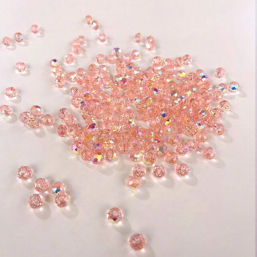105/80/60/60颗,4/6/8/10毫米奥地利水晶珠,带孔夜光高级珠子,超闪亮,适用于珠宝制作、DIY手链项链工艺品 - 水粉紅色 - 查看 1