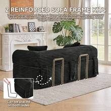 2-In-1 Convertible Sleeper Sofa Bed,3 Seats Compression Sofa With Fixed-Shape Frame, 82.67" Comfy Floor Couch With Pillows Hybrid Sofa Pocketed Spring - màu đen - Xem 7