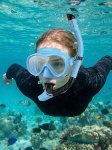 1 Set 6 Color Options High Definition Anti-Fog Large Frame Snorkel Mask & Breathing Tube Kit, Portable Full Dry Snorkeling Gear For Adults, Leak-Proof & Comfortable Fit, Unisex, Suitable For Island Vacation, Snorkeling, Free Diving, Pool Training And More Scenarios - Multicolor - View 2
