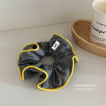 Blueberry Berry! Red Polka Plaid Overlock Scrunchie Hair Tie, Korean Style Girls, Low Ponytail Hair Ring, Hair Accessory - 紅色 - 查看 2