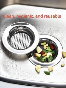 1pc Stainless Steel Sink Strainer, Kitchen Sink Drain Filter, Bathroom Floor Drain Cover - Silver - View 2