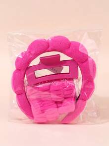 4pcs/Set Dopamine Design Sponge Hair Band, Bracelet, Large Hair Clip Gift Set, Suitable For Spring/Summer Party And Daily Use - Multicolor - View 7