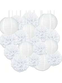 Conjunto de 12 peças para decoração de casamento, incluindo bolas de flores de papel e bolas de pelúcia para festas de casamento, fundo para festas, decoração de flores de papel, adereços para cenários, decoração externa, decoração suspensa, decoração de mesa, ideal para casamentos, festas de aniversário, decoração de casa, decoração de quarto de noivos, cenário para fotos e aniversários. - multicolorido - Ver 10
