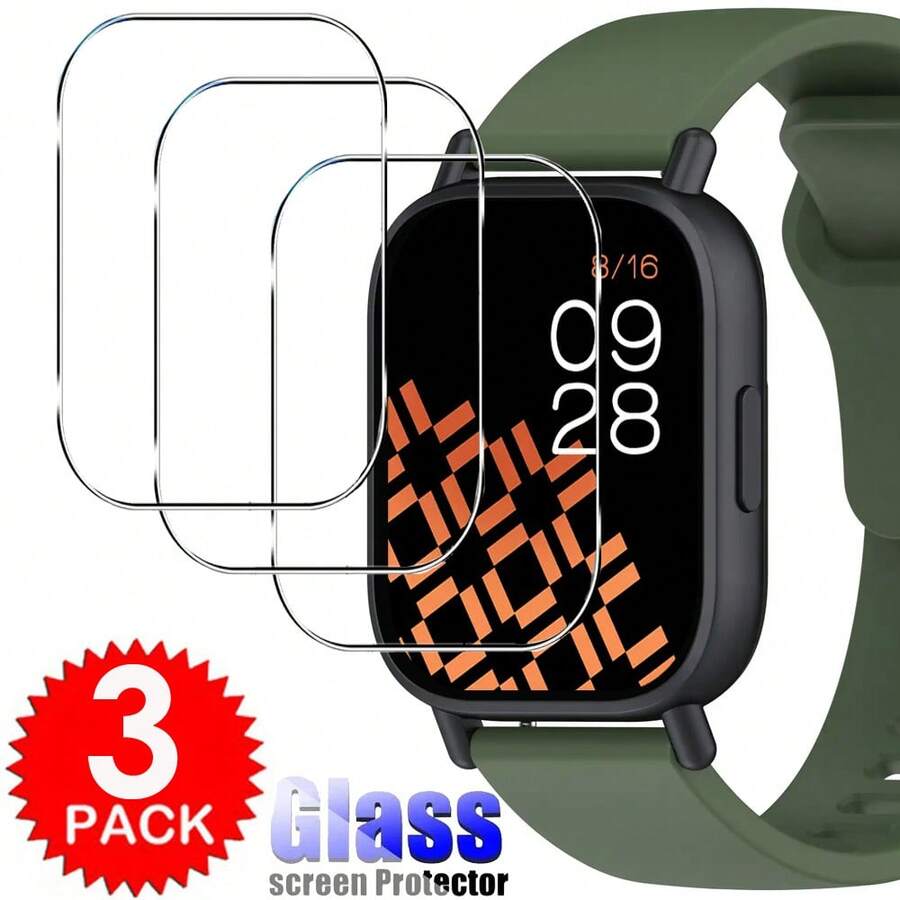 3片裝 Watch 4/5 Lite/5 Active 鋼化玻璃螢幕保護膜，透明防指紋防氣泡耐刮高清保護膜
