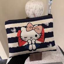 SANRIO New Leopard Print Cartoon Cat Makeup Bag, Large Capacity Minimalist Portable Niche Cosmetic Pouch - View 4