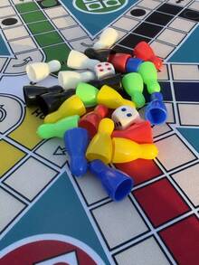 1 Set Round Chess Board Game, Includes 24 Plastic Chess Pieces And 2 Dice, Traditional Classic 4-6 Player Family Game, Holiday Entertainment - Multicolor - View 7