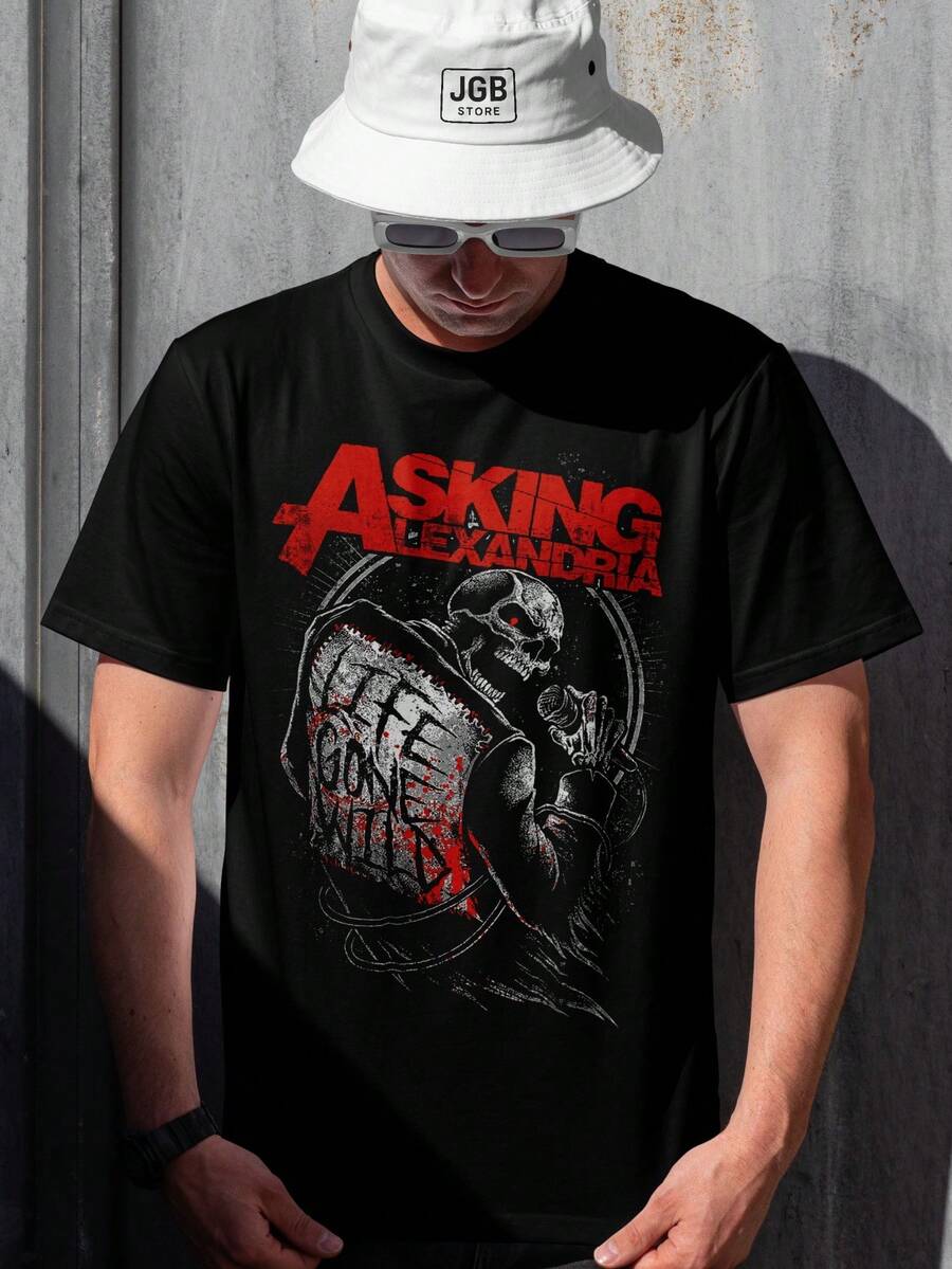 Asking Alexandria Life Gone Wild Metalcore Band T-Shirt, 100% Cotton, Unisex, Men's/Women's/Plus Size Shirt, World Cup Blouse - màu đen - Xem 1