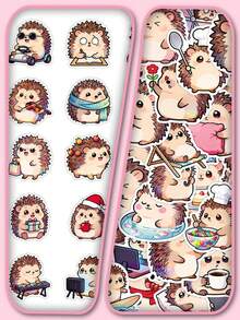 50张可爱卡通刺猬贴纸，清新可爱，可用于笔记本、文具盒等日常装饰 - 彩色 - 查看 3