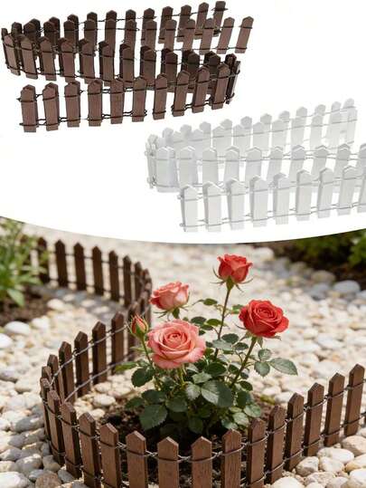 Kleiner Holzzaun-Set, dekorative Outdoor-Barriere, mit glatten Kanten und langanhaltend, geeignet für Gärtnerei und Miniatur-Landschaft, einfache Montage, ideal für Feengarten und Miniatur-Landschaftsthema, tolles Wohndekoration-Geschenk zum Valentinstag und April Fool's Day