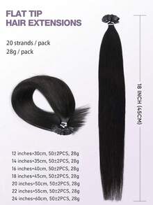 Extensiones de cabello planas invisibles tipo F, cabello negro natural y liso, fáciles de usar, adecuadas para mujeres, aplicables para Navidad - S1B - Ver 7