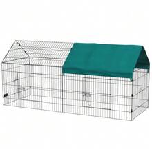Small Animal Enclosure With Roof, 4 Doors, Weatherproof, Steel/Polyester, 220 X 85 X 103 Cm, Green/Black - Dark Green - View 8