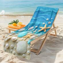 1pc Ocean Creature Shell Pearl Starfish Pattern Beach Towel, Super Absorbent Quick Dry Towel For Swimming, Soft Beach Blanket, Suitable For Beach, Swimming, Outdoor Camping Travel, Ideal Beach Essential (40*80CM Very Small) - A - View 9