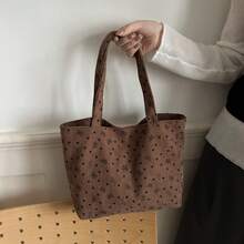 Bolso de lona de gran capacidad con diseño de pequeños patrones de lazo, material versátil y de moda, bolso de hombro ligero y de nicho, para uso en todas las estaciones - Multicolor - Ver 14