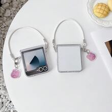 Étui de téléphone transparent mignon avec lapin, sangle compatible avec Samsung Galaxy ZFlip7 Z Flip6 ZFlip 5 Zflip6 Zflip5, antichoc au dos - Transparent - Voir 11