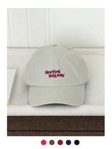 1 pieza Gorra de béisbol con visera curva estilo vintage - Sombrero estilo retro, Gorra de béisbol con letra bordada, Gorra de pico versátil unisex para exteriores, Gorra de béisbol minimalista con letra en color rojo frambuesa para primavera/verano, Gorra de béisbol con visera curva y parte superior suave, de talla grande y ajustable, transpirable, para playa y vacaciones - Nueva York - Ver 17