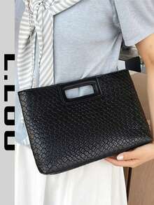 2026 New Fashion Women's Handbag, Minimalist Tote Bag, Spring Season Crossbody Chain Shoulder Bag, Elegant Evening Clutch, Unique Texture Ladies Bag - Black - View 2