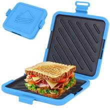 1 chiếc khuôn làm bánh mì kẹp bằng silicon dùng trong lò vi sóng, có kẹp silicon điều chỉnh được, giúp bánh chín đều và giòn. - Xem 6