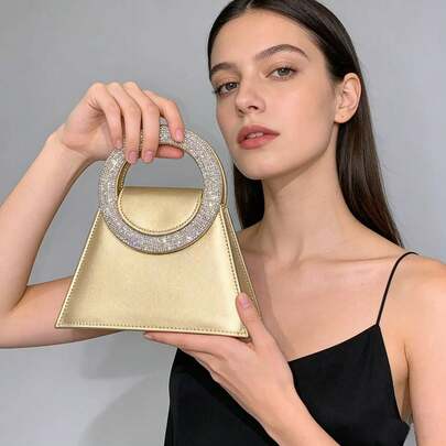 Shiny Sequin Clutch Bag, Glamorous And Elegant Silver Evening Bag, Embedded With Sparkling Rhinestones, Can Be Used As Wallet, Party Bag, Prom Bag, Wedding Bag, Etc. This Fully Rhinestone-Encrusted Clutch Bag With Chain Strap Is Suitable For Ladies And Girls, And Is An Ideal Gift For Weddings, Bridesmaids, Parties, Proms, Birthdays, Etc. This Evening Bag Is The Perfect Gift For Party Girls And Ladies, Suitable For Parties, Weddings, Proms, Galas/Banquets, And Various Occasions.