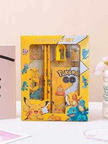 pokemon 卡通人物风格文具礼盒套装，包含铅笔、笔记本、卷笔刀、铅笔盒、尺子、橡皮和蜡笔。 - 套裝 - 查看 10
