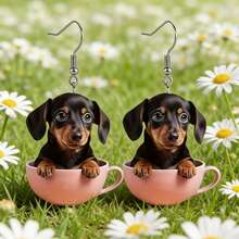 1 Pair Cute Cartoon Dachshund Dog Pendant Earrings, Suitable For Dog Lovers, Holiday Gift - Multicolor - View 4