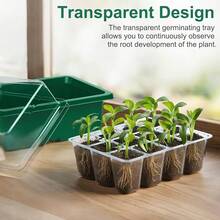 5件套重型育苗盘套装，含60孔通风保湿罩和底座，适用于蔬菜、花卉、香草种子 - 需要组装 - 5件裝 - 查看 2