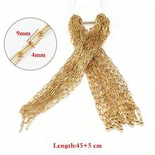 不锈钢项链链条，可调节毛衣链，批发，带延长链，珠宝制作DIY材料，5条/10条/50条装 - 45+5cm - 查看 4