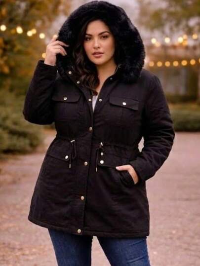 Jaqueta Parka Plus Size Feminina Forrada