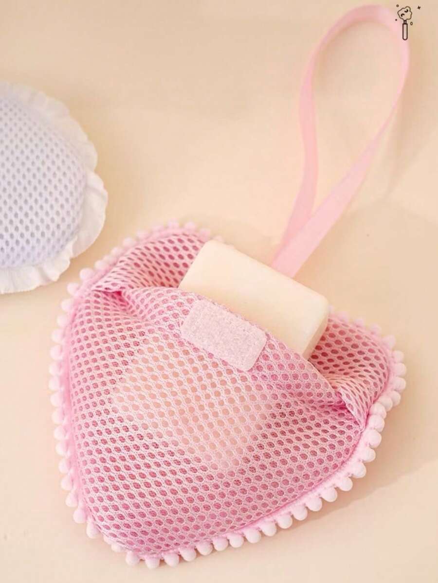 1pc New Sandwich Soap Foaming Net Soap Bag Pocket Style Thickened Soap Saver Bag With Handle, Small Gift, Household Essential, Mother's Day