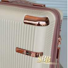 Carry-On Suitcase 10kg 360 Wheels Handbag Travel - Beige With Pink - View 4