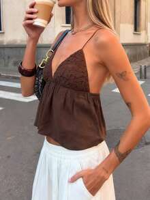 Just Masa Ladies Summer Casual Beach Beach Flounty Hem Haltertop Vacation Brunch Country Concert - Brown - View 8