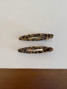 2pcs/Set Acetate Geometric Hollow Oval Hair Clips, Side Bangs Clips, Women Hair Accessories - Multicolor - View 18