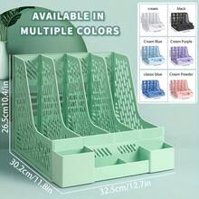 1pc Desktop 4-Column File Organizer, For Daily Office Supplies And Filing, Space-Saving And Convenient Organization - File Organizer - View 4