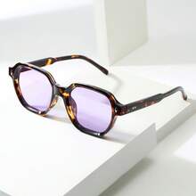 1 chiếc kính thời trang unisex gọng dày hình đa giác bất đối xứng, màu xanh lá cây hơi trong suốt, phù hợp cho việc đi lại hàng ngày và các dịp thường nhật. - Khung mai rùa viên thuốc màu tím - Xem 6