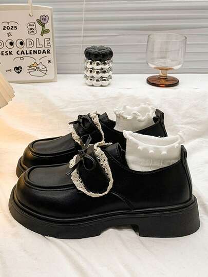 Giày lười Lolita đế cao 8cm, giày Mary Jane đế dày phong cách Punk Rock Goth Lolita dành cho nữ