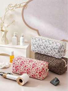1 pièce Sac de rangement matelassé à imprimé floral pour sèche-cheveux, sac à outils de coiffure avec poche intérieure, étui de voyage pour sèche-cheveux, sac pour fer à friser, sac à maquillage - Multicolore - Voir 10