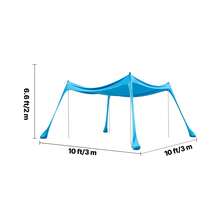 Beach Tent Sun Shelter, UPF50+ Sun Protection, 6.6 Ft Tall, 10x10 Ft, Easy Pop Up Beach Canopy With 4 Sandbags, Stability Poles, Sand Shovels, Portable Shade For Family Outings, Camping, Fishing - Four-corner 4-sandbag set, 10*10*6.6ft, Blue - 查看 10