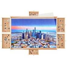 Wintline Rotating Puzzle Board With Drawers For 1500 Pieces, Wooden Jigsaw Puzzle Table With 4 Storage Trays, Portable Puzzle Board Organizer For Adults- 35"X27" - Màu Mù tạt vàng - Xem 1