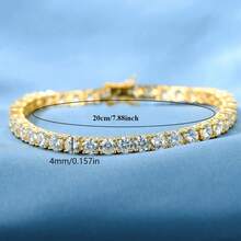 1条闪亮男女通用手链，镶嵌微锆石，嘻哈风格镀金亮片水钻手链，适合日常佩戴、派对和作为珠宝礼物。 - 彩色 - 查看 4