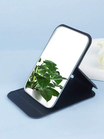 1pc Portable Foldable PU Pocket Makeup Mirror, Rectangular Vanity Mirror, Desktop Mirror, Compact Travel Mirror, Suitable For Women And Girls, Gift For Mom, Wife, Sister, Teenage Girl, Friend, Dressing Mirror, Home Decor For Living Room, Bedroom, Bathroom, Travel Essentials, Wedding, Party, Birthday Gift, New Year Gift, Accessory, Fun Gift