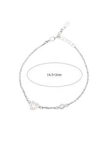 1 chiếc vòng tay hình trái tim rỗng lãng mạn bằng bạc Sterling S925, trang sức hình trái tim tối giản, tinh tế, cá tính dành cho nữ, đính đá lấp lánh, thích hợp đeo hàng ngày, món quà ngọt ngào và đa năng. - Yêu - Xem 6
