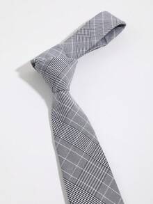 Bộ 1/2 cà vạt nơ và cà vạt cổ kẻ caro xám dành cho nam, thích hợp cho công sở, thường ngày hoặc các dịp trang trọng. - Màu Xám nhạt - Xem 5