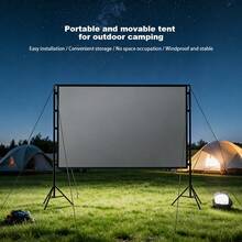 VELEC 84 pouces Écran de projection d'extérieur pliable avec support, écran de projection portable, écran de cinéma maison intérieur de 10 pieds, avec sac de rangement pour cinéma maison et soirées de films de jardin - Voir 5