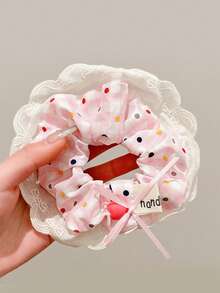 4pcs Romantic Blue Polka Dot Scrunchies, Hair Ties, Damage-Free, High Elasticity Hair Buns - Multicolor - View 5