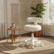 Light Luxury Teddy Fleece Rolling Stool, Adjustable Height Swivel Bar Stool, Office Chair, Soft Plush Vanity Chair With Wheels. Ideal For Bar Counter, Home, Office And Bedroom Makeup, Perfect Gift For Family,Counter Height Bar Stools With Backs - Nhiều màu - Xem 10